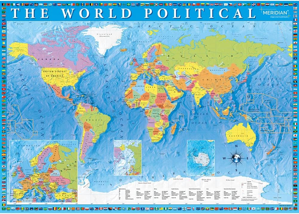 Trefl Political map of the World 2000 Piece Jigsaw Puzzle Red 38"x27"