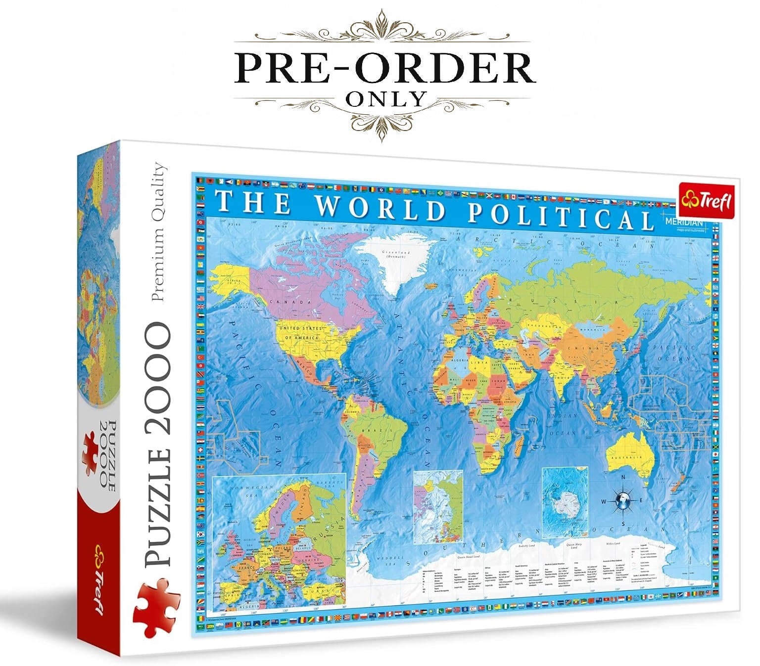 Trefl Political map of the World 2000 Piece Jigsaw Puzzle Red 38"x27"