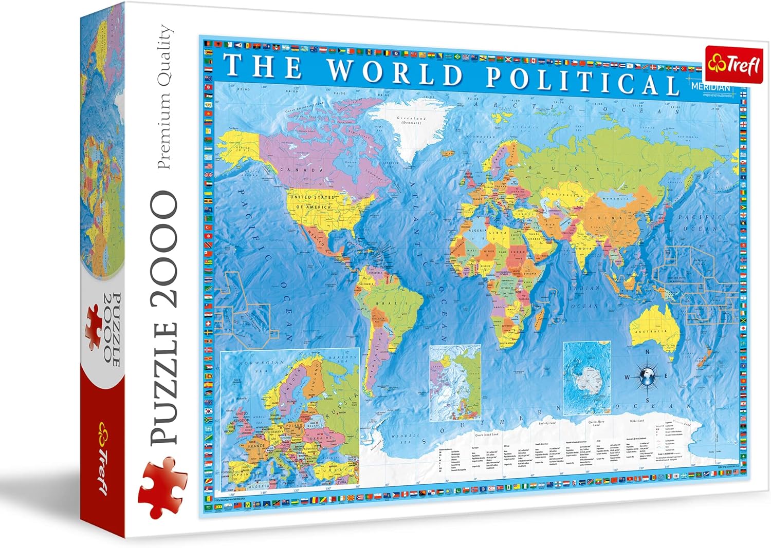 Trefl Political map of the World 2000 Piece Jigsaw Puzzle Red 38"x27"